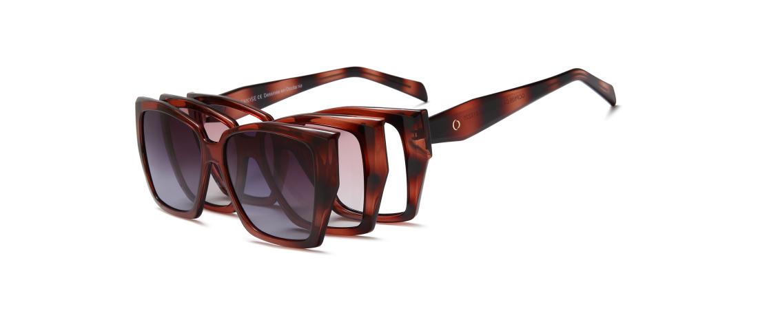 Lunette de vue Polar Double Clip  Femme - Ultem + Clip magnétique solaire polarisée + Clip de conduite de nuit - OCP605_C4 - OSM
