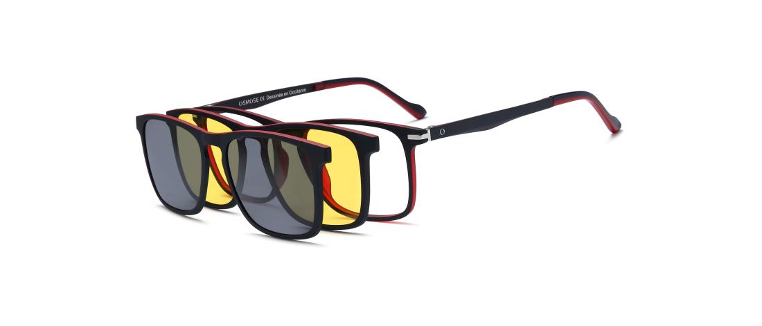 Lunette de vue Polar Double Clip  Homme - Ultem + Clip magnétique solaire polarisée + Clip de conduite de nuit - OCP640_C4 - OSM