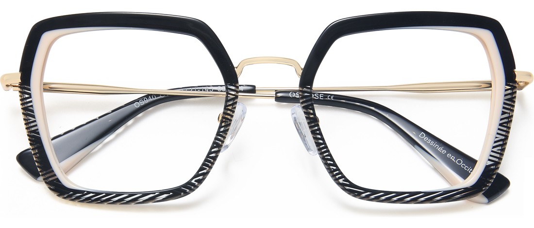 OS940_C1 - Occhiali da Vista  Donna - metallo - Oro, Nero e Crema